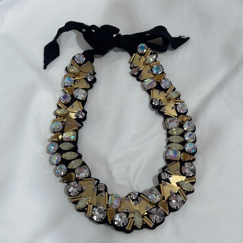 JCrew Black Ribbon Tie necklace